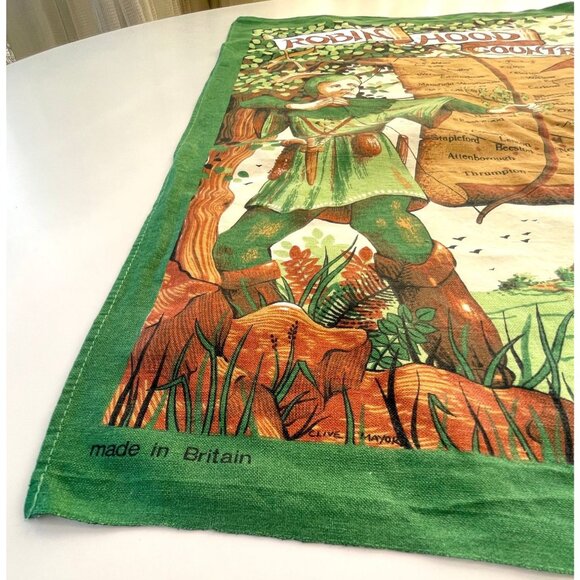Vintage 60s Robin Hood Country linen tea towel, designed by Clive Mayor - Picture 6 of 10